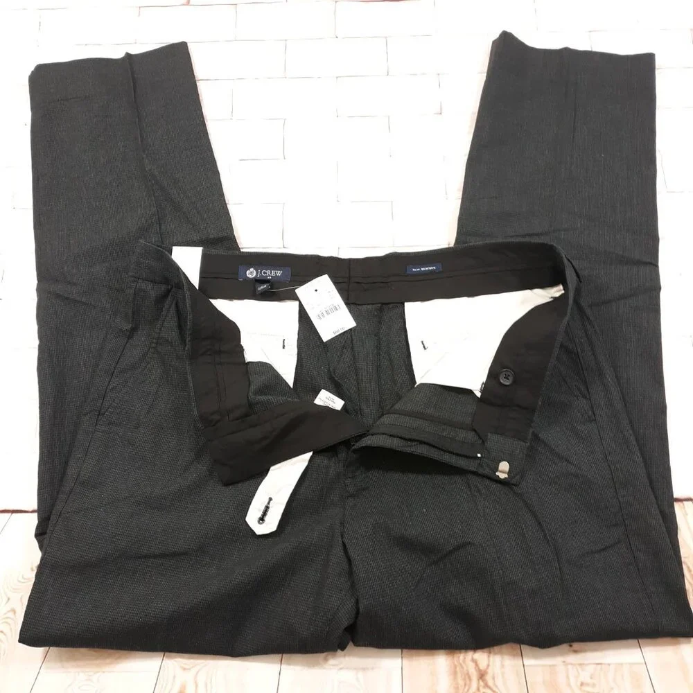 J.CREW Slim Bedford Dress Pants Mens 35 x 32 Black Cotton Tapered NEW‎